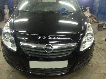 Мухобійка Opel Corsa D (2007&gt,) (VT-52) Дефлектор капота накладка OP07 фото